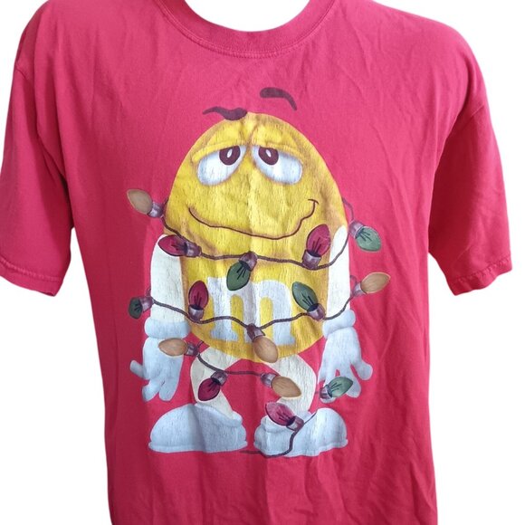 Medium T-shirt M&Ms Red Christmas & Lights Graphic 100% Cotton Candy - Picture 1 of 6
